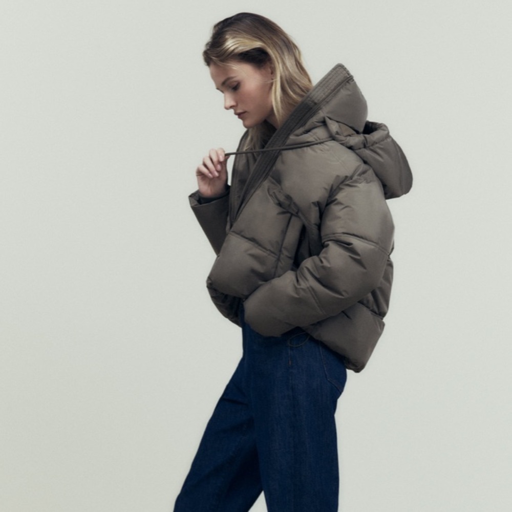 Zara Olive Puffer Jacket